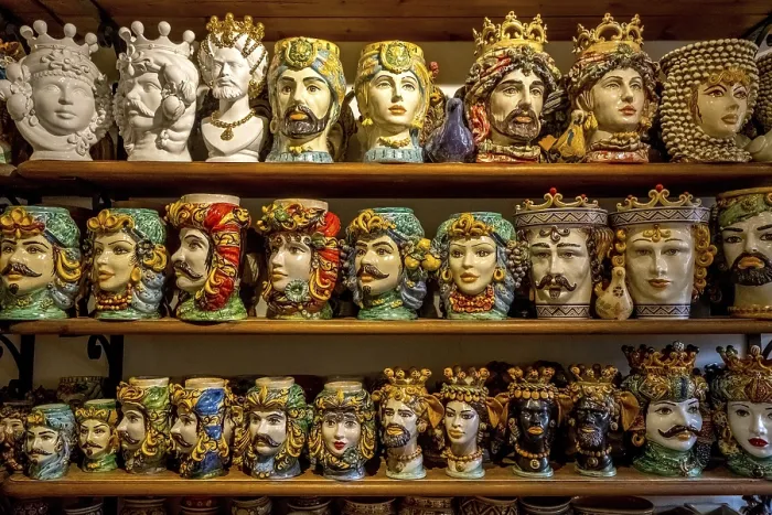 Framed Print : Ceramic heads and decorations, Taormina