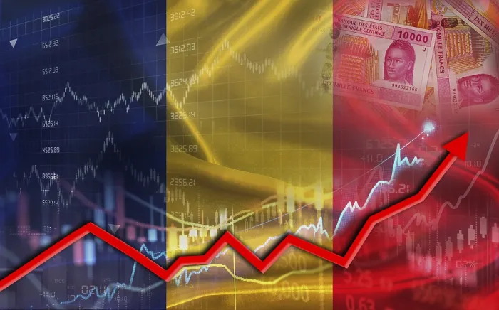 Framed Print : Chadian economic growth on financial graph