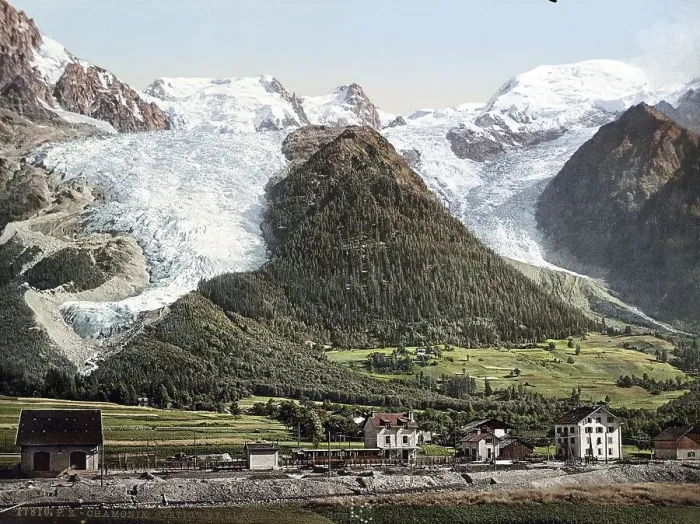 Framed Print : Chamonix resort and Bossons glacier Framed Print : Chamonix resort and Bossons glacier