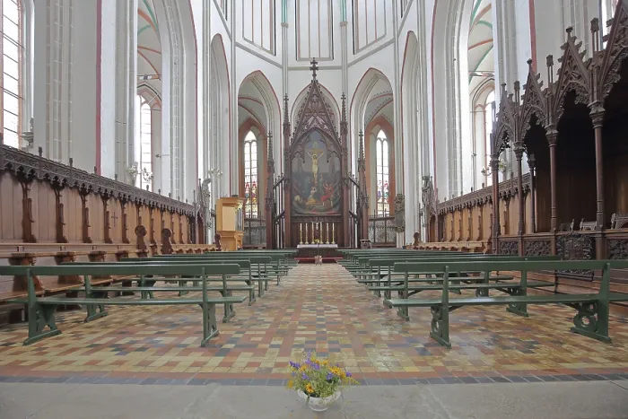 Framed Print : Chancel with paintings and choir stalls