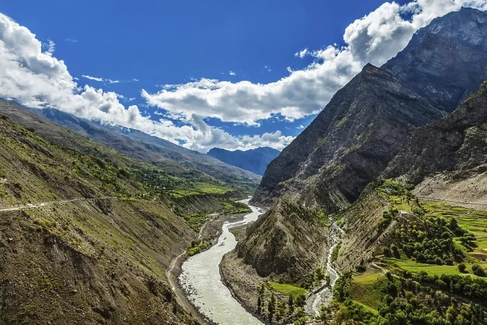 Framed Print : Chandra River in Himalayas and road Framed Print : Chandra River in Himalayas and road