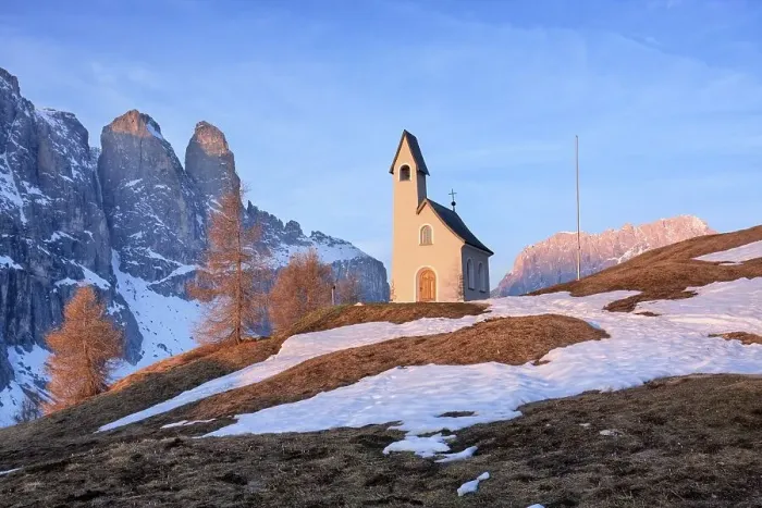 Framed Print : Chapel St. Moritz at Passo Gardena pass or Groednerjoch Framed Print : Chapel St. Moritz at Passo Gardena pass or Groednerjoch