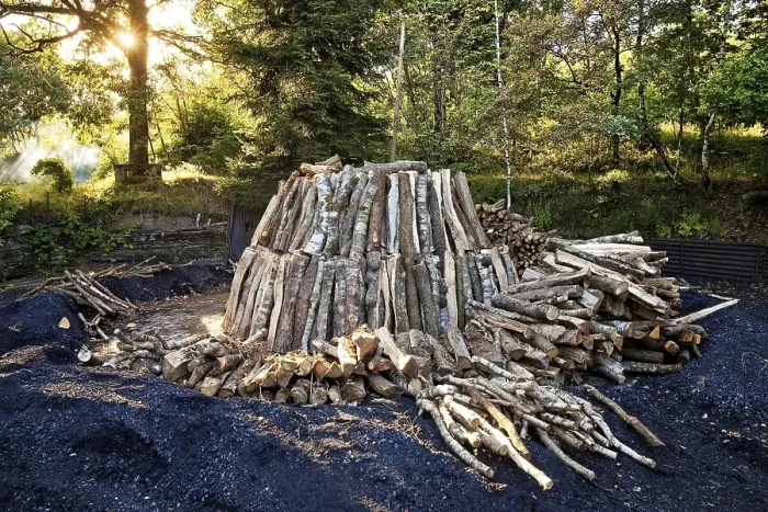 Framed Print : Charcoal pile with logs, Walpersdorf