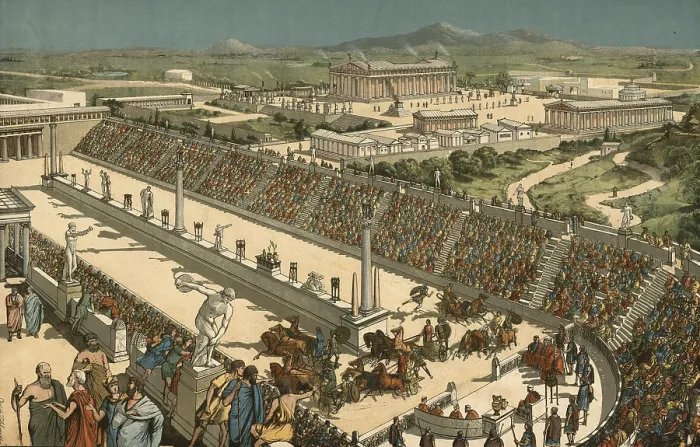 Framed Print : Chariot racing in historic Greece