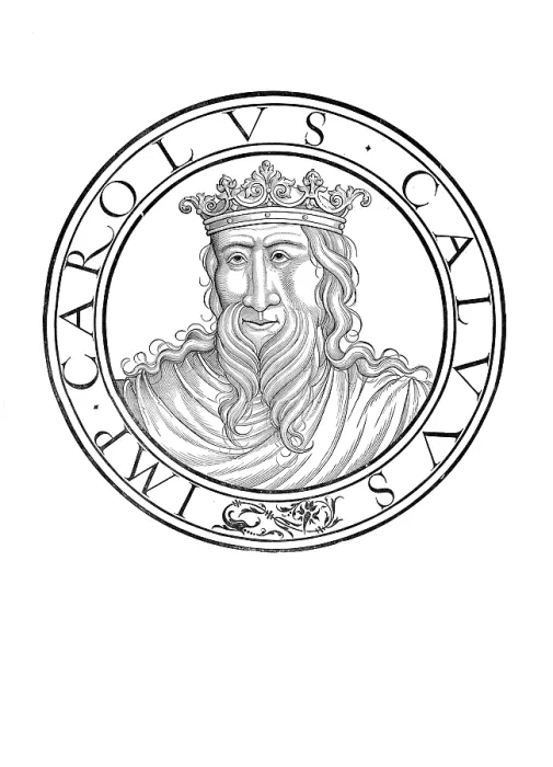 Framed Print : Charles II (born 13 June 823 in Frankfurt)