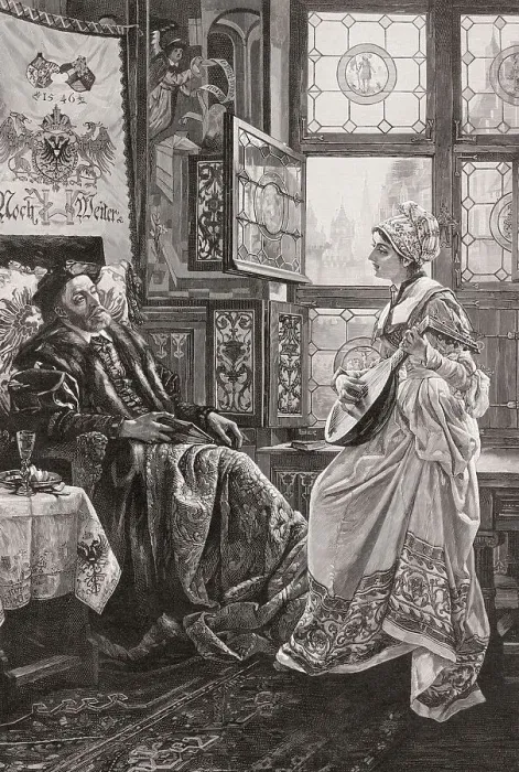 Framed Print : Charles V and his mistress, Barbara Blomberg Framed Print : Charles V and his mistress, Barbara Blomberg
