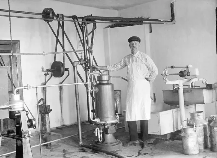 Framed Print : Cheese dairy, historic photograph, around 1928