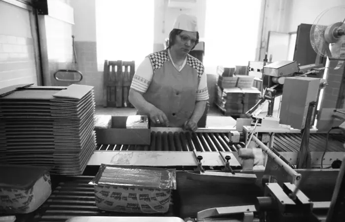 Framed Print : Cheese production at the Westmilch company on 22