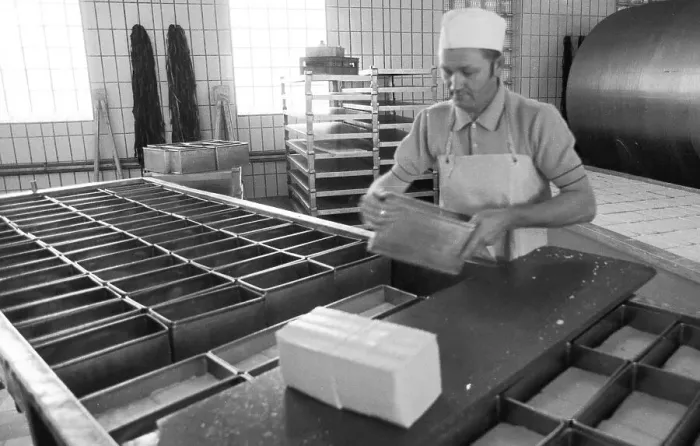 Framed Print : Cheese production at the Westmilch company on 22