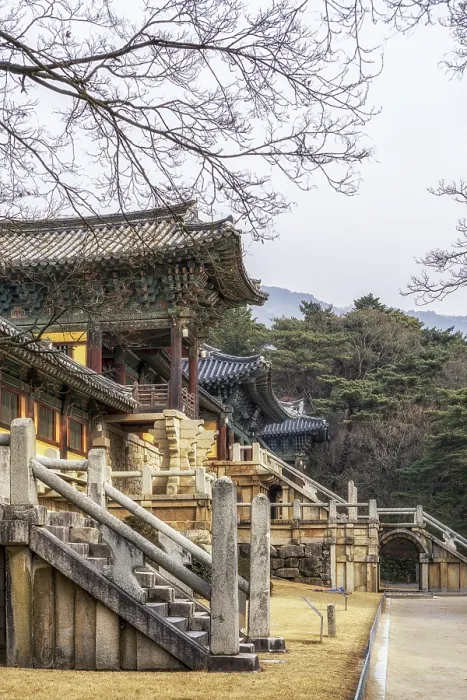 Framed Print : Cheongungyo and baegungyo in bulguksa temple taken during winter