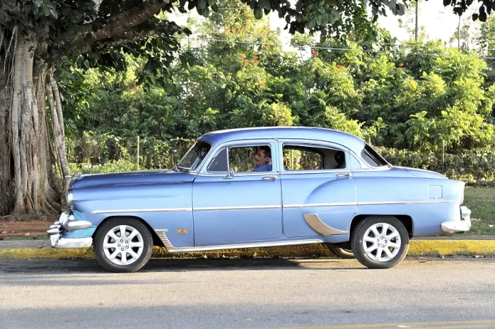Framed Print : Chevrolet, vintage car from the 50s