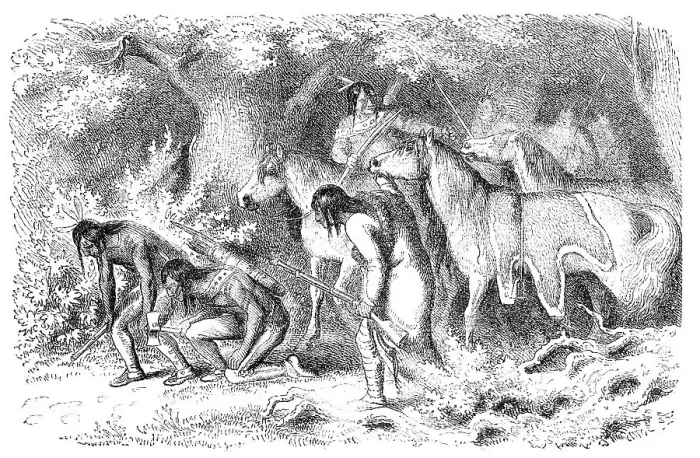 Framed Print : Cheyenne Native Americans tracking their enemy