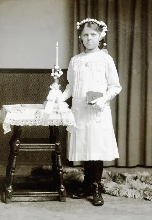 Framed Print : Child on the day of her First Communion Framed Print : Child on the day of her First Communion