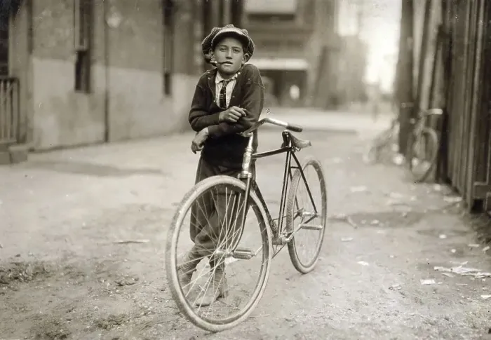 Framed Print : Child labour, messenger boy working for the Mackay Telegraph Company Framed Print : Child labour, messenger boy working for the Mackay Telegraph Company