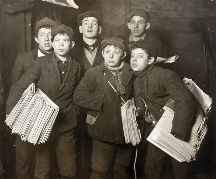 Framed Print : Child labour, newsboys in America