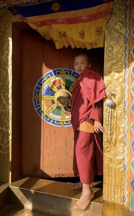 Framed Print : Child monk in Chimi Lhakhang Temple Framed Print : Child monk in Chimi Lhakhang Temple