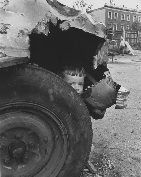 Framed Print : Child in old car, England, Great Britain