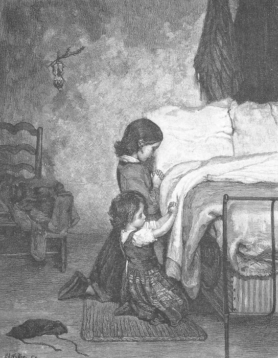 Framed Print : Children at bedside prayer, 1895 Framed Print : Children at bedside prayer, 1895