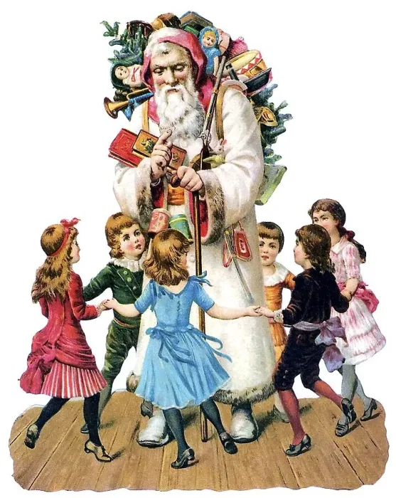 Framed Print : Children dancing around Santa Claus Framed Print : Children dancing around Santa Claus