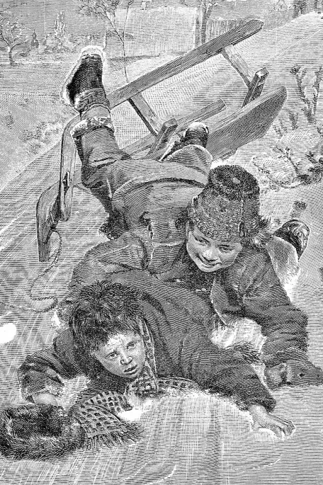 Framed Print : Children have fallen from the sleigh
