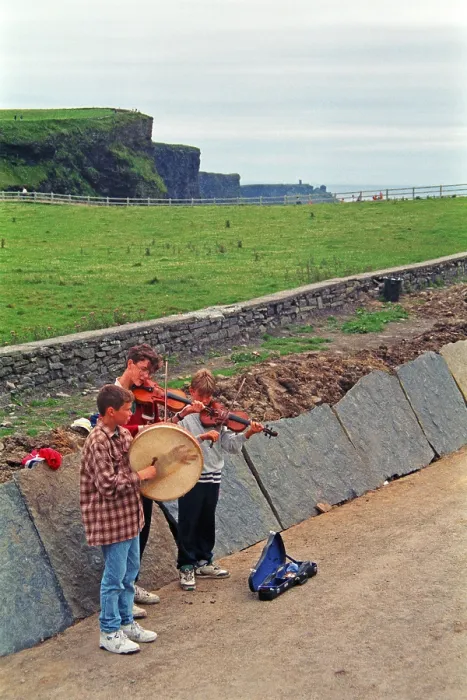 Framed Print : Children making music, Cliffs of Moher