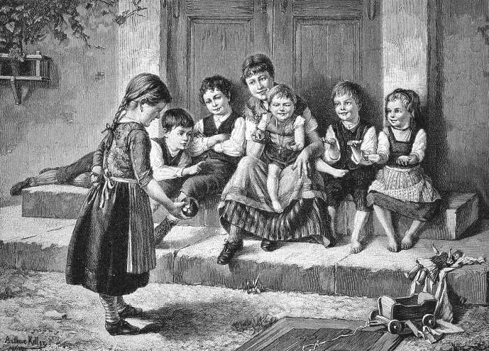 Framed Print : Children Playing on a Staircase