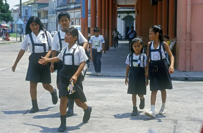 Framed Print : Children in school uniforms, Iquitos