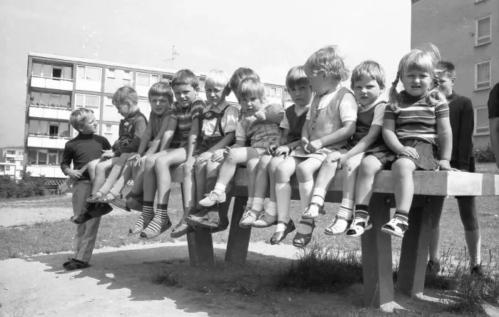 Framed Print : Children's playground in the Dortmund district of Scharnhorst on 4 Framed Print : Children's playground in the Dortmund district of Scharnhorst on 4