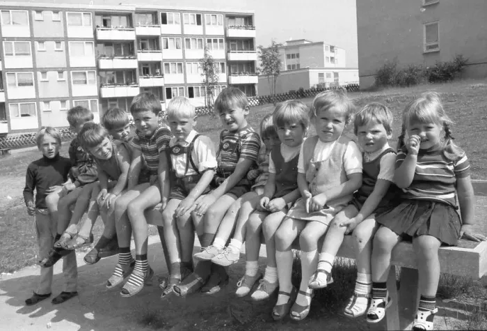 Framed Print : Children's playground in the Dortmund district of Scharnhorst on 4