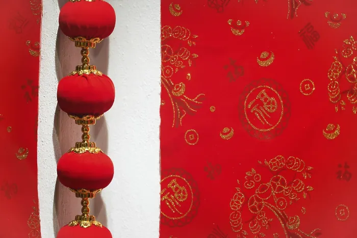 Framed Print : Chinese new year decorations in Chinatown