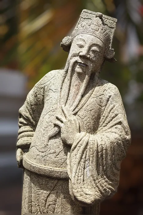 Framed Print : Chinese stone guardian statue in Wat Pho Buddhist Temple
