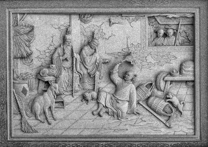 Framed Print : Chinese tale carving at temple, Taiwan, Asia Framed Print : Chinese tale carving at temple, Taiwan, Asia
