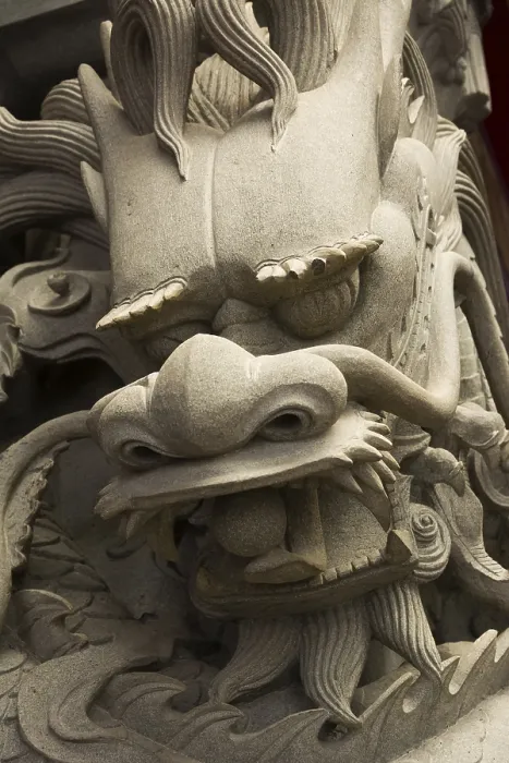 Framed Print : Chinese temple animal statue - dragon