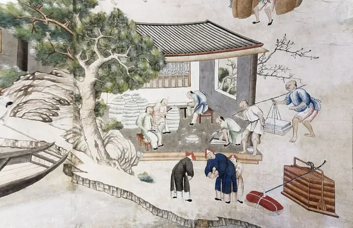 Framed Print : Detail of Chinese wallpaper from the artisan life of the Chinese