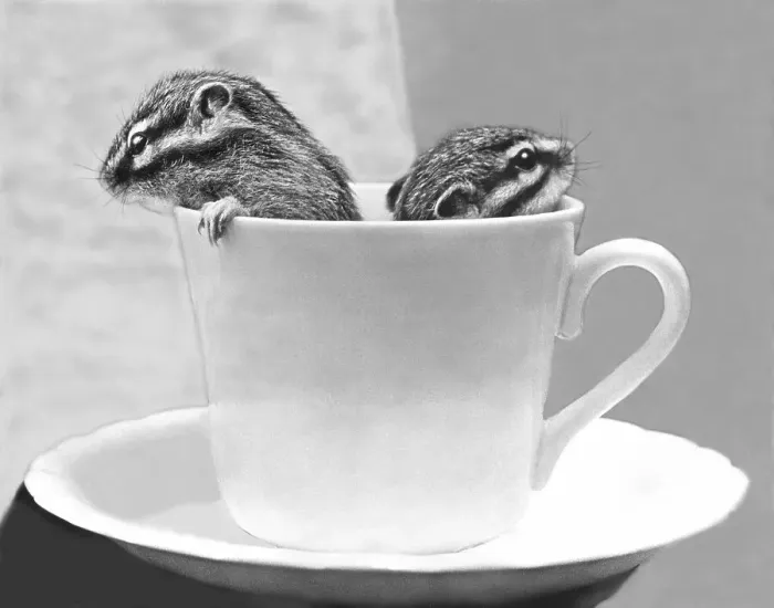 Framed Print : Two chipmunks sitting in a cup Framed Print : Two chipmunks sitting in a cup