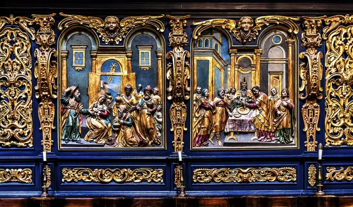 Framed Print : Choir stalls, St. Mary's Church