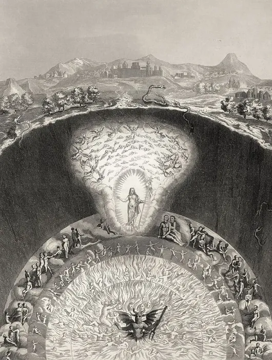 Framed Print : Christ descends into limbo, Steel engraving 1853 Framed Print : Christ descends into limbo, Steel engraving 1853