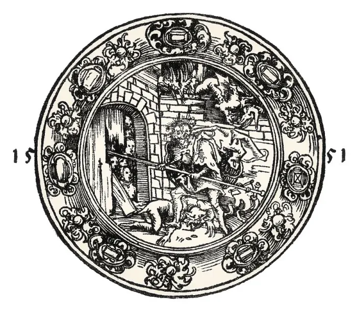 Framed Print : Christ frees souls from hell, German woodcut Framed Print : Christ frees souls from hell, German woodcut