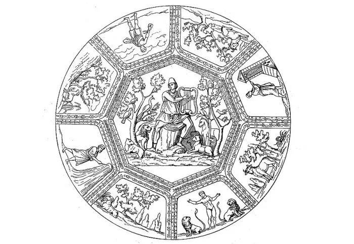 Framed Print : Christ as Orpheus, ceiling painting in a Roman catacomb