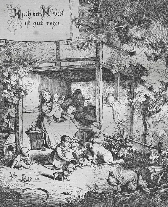 Framed Print : Christian house blessing, historic steel engraving from 1860 Framed Print : Christian house blessing, historic steel engraving from 1860