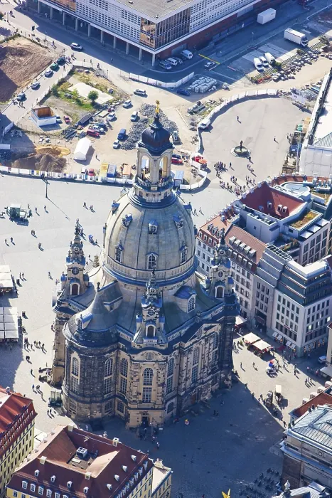 Framed Print : The Church of Our Lady forms the centre of the newly built Neumarkt