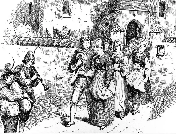 Framed Print : Church parade after the marriage ceremony