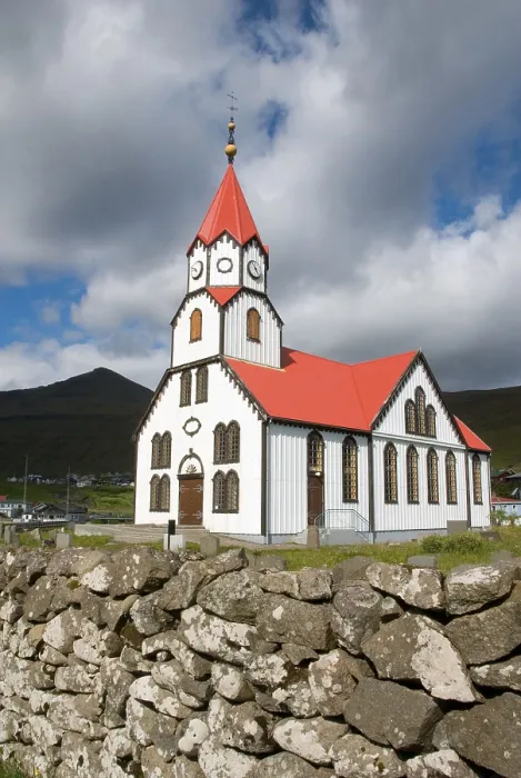 Framed Print : Church, Sandavagur, Vagar Island Framed Print : Church, Sandavagur, Vagar Island