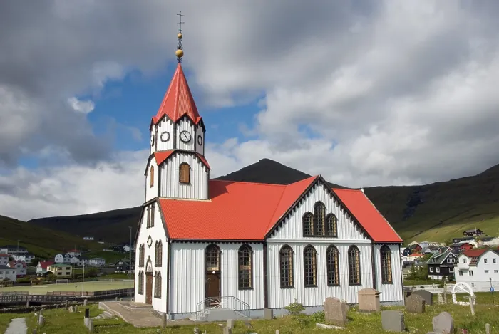 Framed Print : Church, Sandavagur, Vagar Island