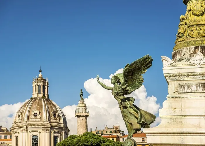 Framed Print : Church of Santa Maria di Loreto and angel statue