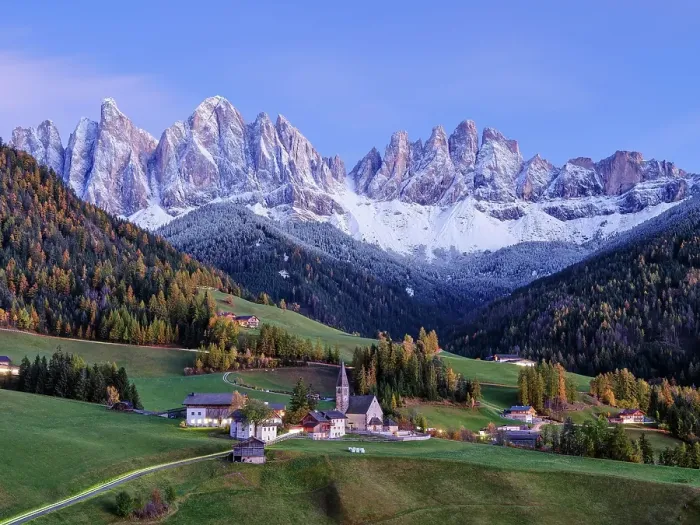 Framed Print : Church of St. Magdalena at the blue hour, Santa Maddalena, autumn, Geisler Group with snow, Villnöß, Villnößtal, South Tyrol, Italy, Europe
