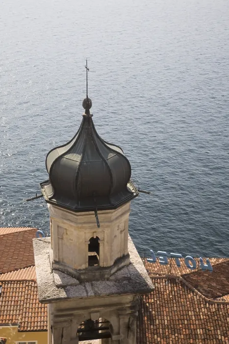 Framed Print : Church tower of Limone, Lake Garda