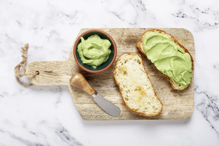 Framed Print : Ciabatta with avocado pasta, breakfast