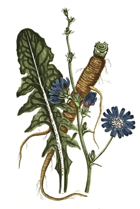 Framed Print : Cichorium intybus, Common chicory, digital reproduction of a historical original, between 1790 and 1810