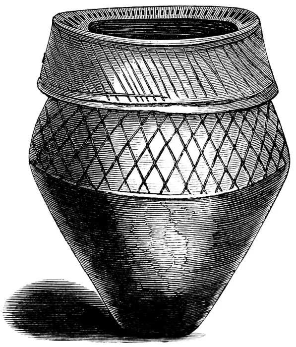 Framed Print : Cinerary urn from the Barrows of Derbyshire, burial site, grave with urn, decorations, archaeology, history of prehistoric mankind, England, historical illustration 1880 Framed Print : Cinerary urn from the Barrows of Derbyshire, burial site, grave with urn, decorations, archaeology, history of prehistoric mankind, England, historical illustration 1880